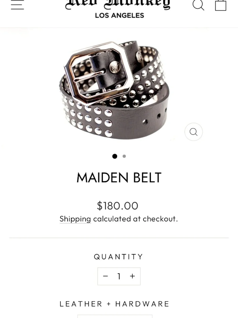 Red Monkey Los Angeles MAIDEN BELT size 38